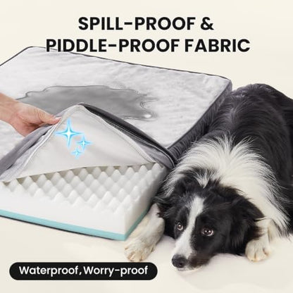 OhGeni Orthopedic Waterproof Med Large Dog Bed, Memory Foam, 36 inch(Gray)