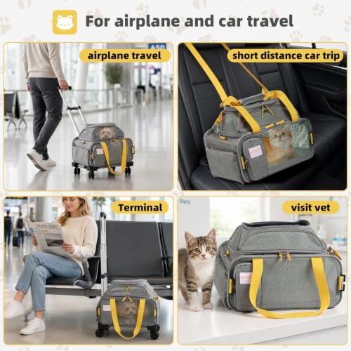 pidipiti 17x13x8 TSA Airline Approved Expandable pet Carrier with Wheels