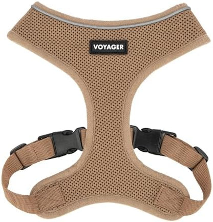 Best Pet Supplies Voyager Aerolite Over the Head Dog Harness, No Pull Breathable Air Mesh Vest, Quick Dry with Reflective Stitching, Adjustable Escape Resistant Harness - Beige, Large