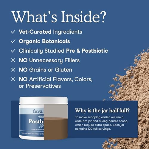 Fera Pets Postbiotics Plus Prebiotics for Dogs & Cats, 120 Scoops