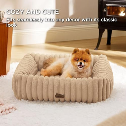 Bedsure ComfyFleece™ Cute Dog Bed Medium Large Size Dog，30in Sandy Beige