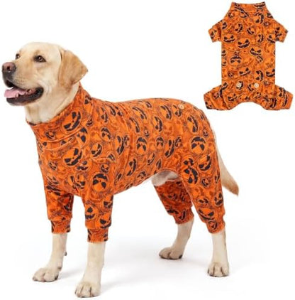 KYEESE Halloween Dog Pajamas for Large Dog Onesie with Jack-o'-Lantern