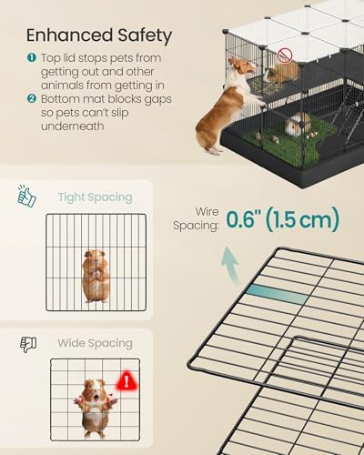 SONGMICS Guinea Pig Cages, 2-Tier Small Animal Cage