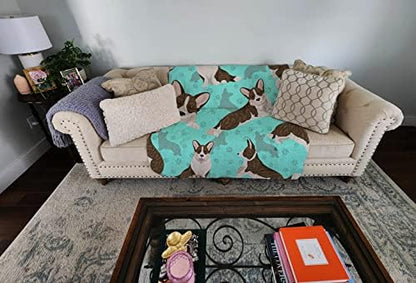 Caroline's Treasures MLM1046LQB Brindle Cardigan Corgi Quilted Blanket 50x60 Artwork Pattern Quilted Throw Blanket for Bed, Couch, Sofa, Soft and Lightweight