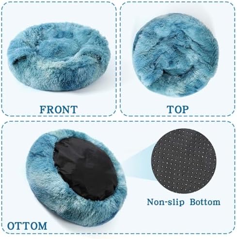 NOYAL Calming Donut Dog Bed, Hooded Cave with Blanket