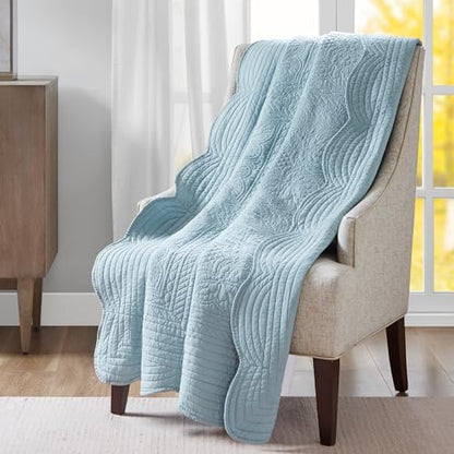 Madison Park Luxe Damask Stitching Throw Blanket, 60"x72"