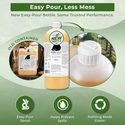 Pure Sole Hoof Cleanse Refill |Horse Hoof Cleaner |All Natural Thrush Treatment for Horses, Use for White Line, Abscess Treatment, Cracks, and Hoof Wall Separation - 32 oz Refill