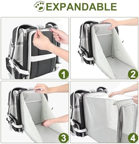 Texsens Innovative Traveler Bubble Backpack Pet Carriers for Cats and Dogs (Expandable-Black)