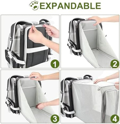 Texsens Innovative Traveler Bubble Backpack Pet Carriers for Cats and Dogs (Expandable-Black)