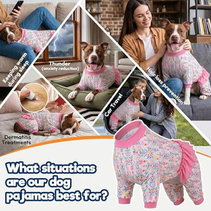 LovinPet Big Dog Pajamas, Large Dog Jammies, Space and Snow Print, XL