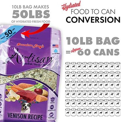 Grandma Lucy's Artisan Dog Food, Grain Free and Freeze-Dried - Artisan Venison, 10Lb Bag