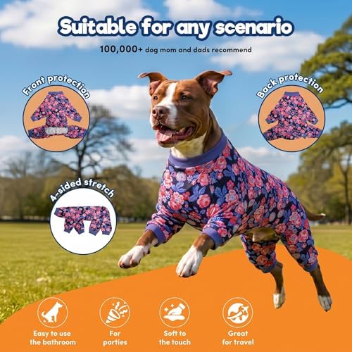 LovinPet Large Dog Pjs, Navy and Hot Pink Rose Garden Print, L