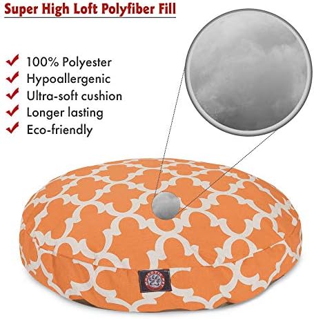 Peach Trellis Large Round Indoor Outdoor Pet Dog Bed With Removable Washable Cover By Majestic Pet Products
