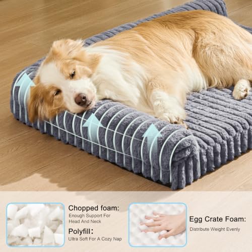 Orthopedic Large Dog Bed Furry Pet Bed, Washable Cover 48''X30''