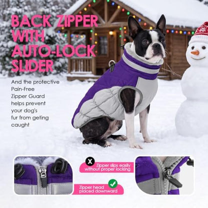 AOFITEE Dog Coat Warm Fleece Dog Winter Coat with Harness for Large Dogs
