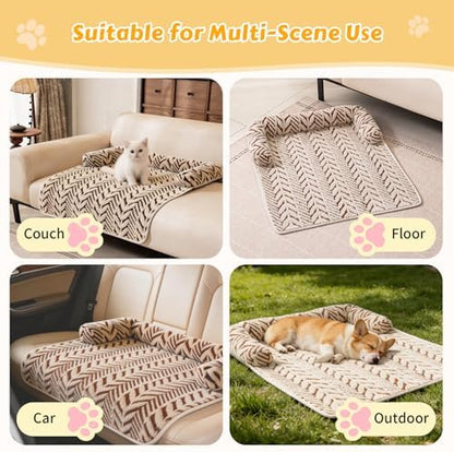 Calming Dog Bed Mats with Neck & Head Support, 35.43 x31.5 inch Khaki