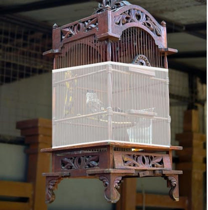 Trinkrittey Bird Cage Seed Catcher White Bird Cage Net Cover Adjustable Birds Cages Netting Seed Catcher Stretchy Birds Cages Guard for Parrot Enclosures