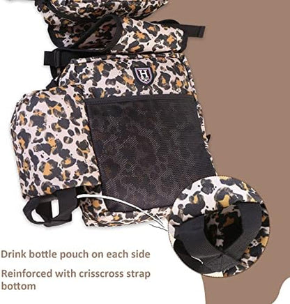 Harrison Howard Equestrian Western Saddle Bag Nylon Water Bottle/Gear Carrier Convenient Saddle Bag Classic Leopard
