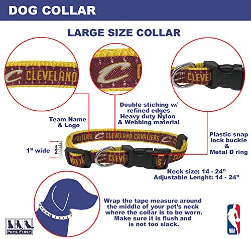 NBA CLEVELAND CAVALIERS Dog Collar, Size Large. Best Pet Collar for all Sports Fans