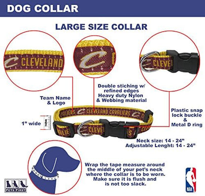 NBA CLEVELAND CAVALIERS Dog Collar, Size Large. Best Pet Collar for all Sports Fans