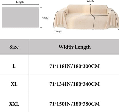 AMWAN Simple Sofa Cover for Living Room Creamy Beige Chenille Couch Cover for Dogs,Cats,Kids 3 Cushion Sofa Slipcover for Sectional Sofa Machine Washable 71"x134"