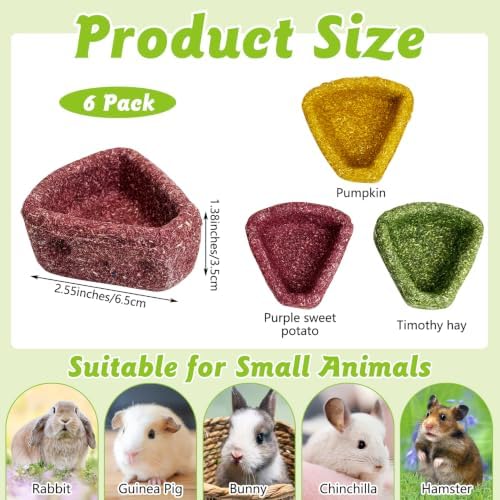 6 PCS Bunny Chew Toys for Teeth Natural Guinea Pig Treat