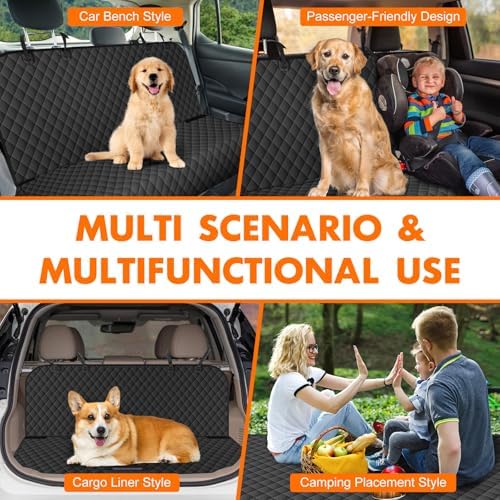 Waterproof Dog Backseat Cover for Cars, Non-Slip Pet Seat Protector, Black
