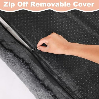 Bedfolks Waterproof Dog Crate Bed, Plush Dog Pad, 35"x23", Solid Dark Grey