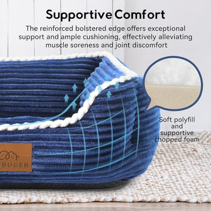 Zerbuger 25in Blue Rectangle Cat Dog Bed Machine Washable Sleeping Sofa