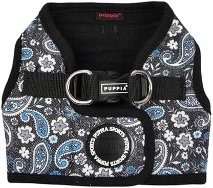 Puppia Cynthia Dog Vest Harness B (Step-in) Fashionable Paisley Pattern Spring Summer Harness for Small and Medium Dogs, Black, X-Large