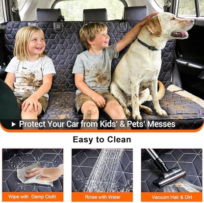 Meginc Dog Car Seat Cover for Back Seat, Waterproof Non-Slip Bench Protector for Dogs & Kids, Durable 600D Scratch Proof Seat Cover for Hair, Scratches, Travel and Daily Use in Full Size SUVs