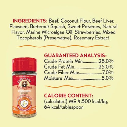 Charlee Bear Freeze Dried Beef Dog Food Topper, Immune Health, 1 oz