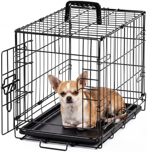 Sweetcrispy Dog Crate, 18 Inch Small Dog Cage, Foldable Puppy Pet Kennel