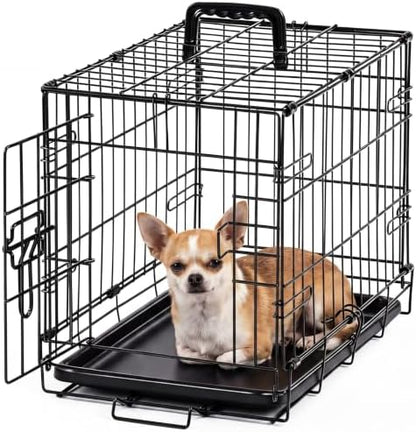 Sweetcrispy Dog Crate, 18 Inch Small Dog Cage, Foldable Puppy Pet Kennel