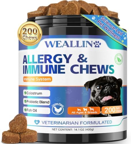 WEALLIN Dog Allergy Chews with Probiotics, Skin & Immune Support, 200 Ct