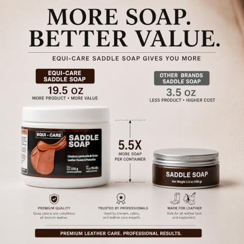 EQUI - CARE: Clean & Care Saddle Soap, Glycerin-Based soap with Added Moisturizers Designed to Clean and Condition Leather. Keep Your Leather tack and Equipment in top Condition.