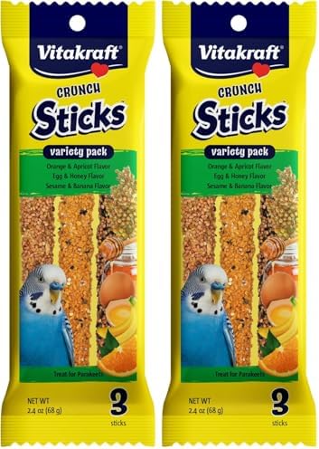 Vitakraft Crunch Sticks for Parakeets, Variety Pack, 2.4 oz | Pack of 2