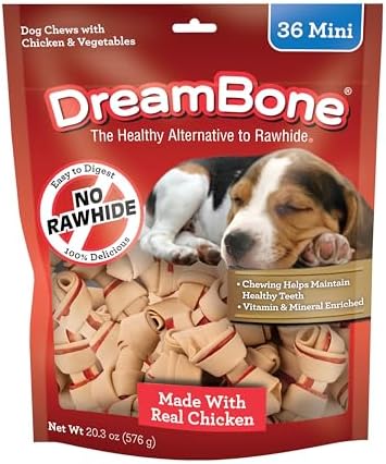 DreamBone Mini Bone Rawhide-Free Dog Treats With Real Protein, 36 Count