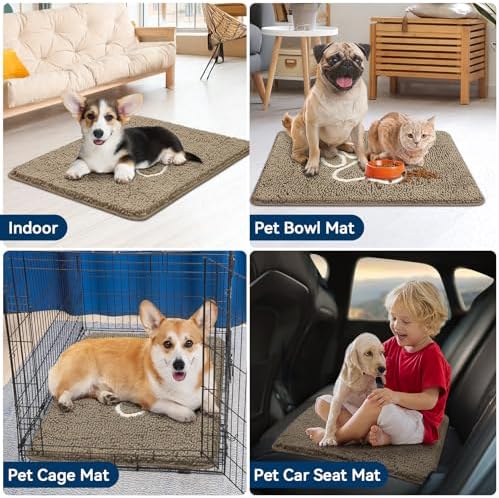 Bcoimo Super Absorbent Dog Door Mat, 30"*20" Anti Slip Mat for Muddy Paws