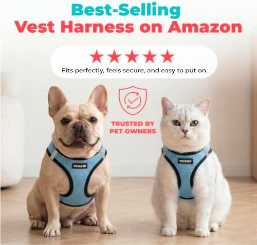Voyager Step-in Air Dog Vest Harness - Baby Blue/Black Trim, Medium
