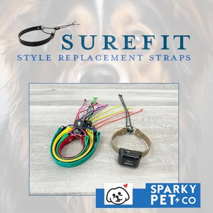 Sparky Pet Co - Surefit ECollar Replacement Strap - Bungee Dog Collar Waterproof - Adjustable - Secure Nexus Wheel Lock - for Electronic Training & Invisible Fence Systems - 1" (Reflective Yellow)