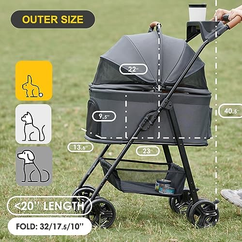 Zoosky 3 in 1 Dog Stroller, Folding Pet Stroller w/Removable Carrier