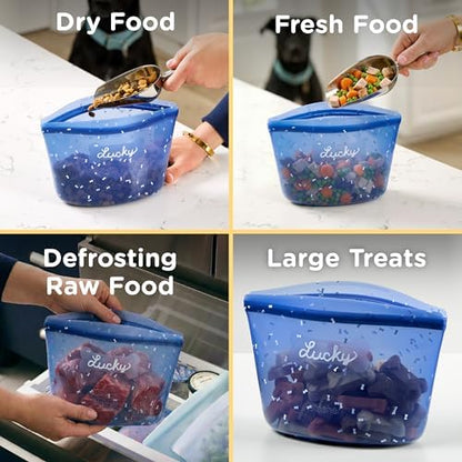 Stasher Reusable Silicone Dog Food Container and Travel Treat Bag, 4-Cup