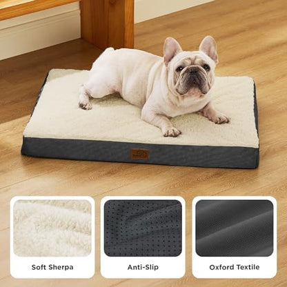 Bedsure Washable Dog Bed Medium Size Dog with Comfy Sherpa, 30x20in Grey