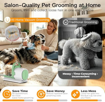 Dog Grooming Vacuum Kit, 7-in-1 Pet Hair Vacuum for Shedding