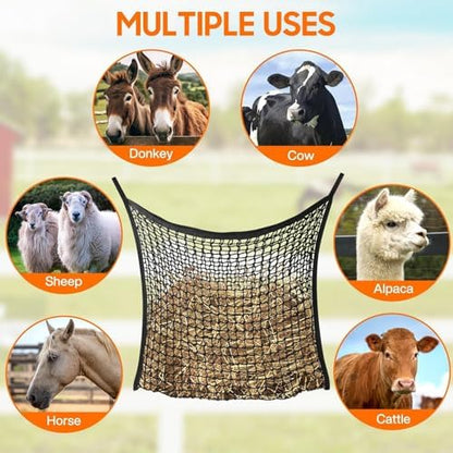 4 Pack Slow Feed Hay Net, Large Capacity Hay Bags for Horses, Easy to Hang