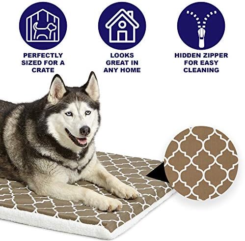 MidWest Homes for Pets Quiet Time Teflon Defender Dog Beds; Pet Beds Designed to Fit Folding Metal Dog Crates, Brown & White Geometric Pattern, 42-Inch