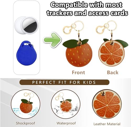 BORKUANA PU Leather Keychain Holder Protective Case Compatible with AirTag