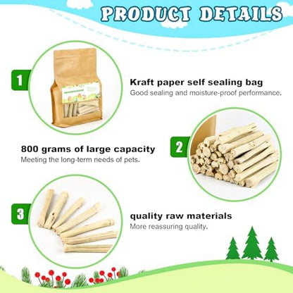 800g/1.76lb Bunny Toys Sweet Bamboo Sticks for Rabbits Bunny Chew Toys Molar Treats Snack for Small Animals Hamsters Chinchillas Guinea Pigs
