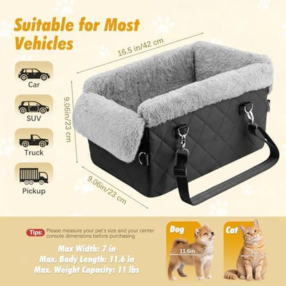 VavoPaw Center Console Dog Car Seat for Small Dogs&Cats Under 12 LBS